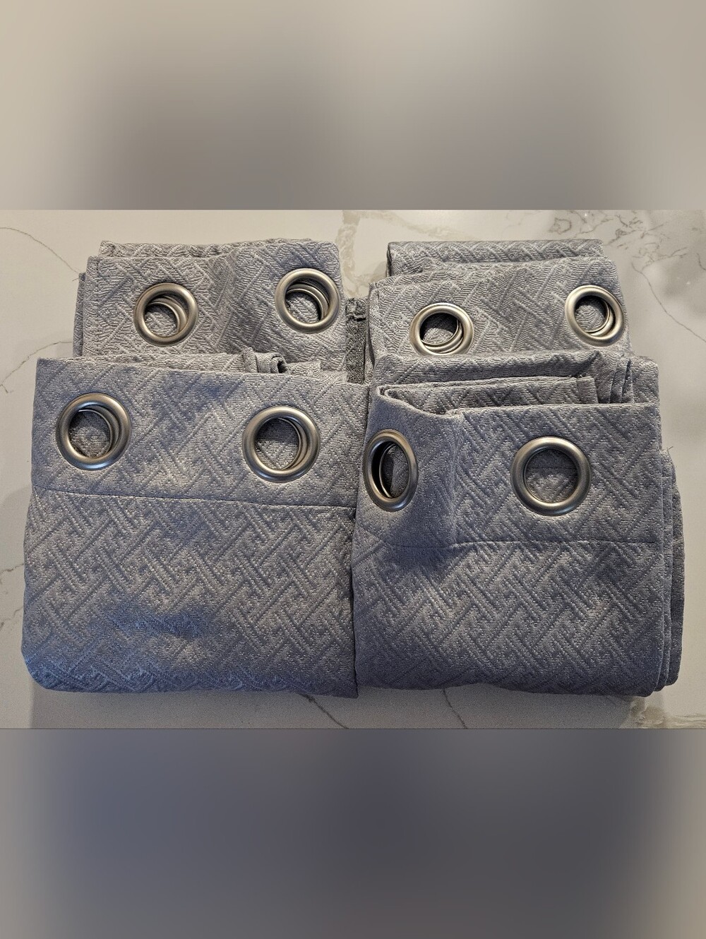 Set of Gray Textured Grommet Curtains